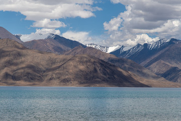 Pangong Lake and blue sky in Leh, Ladakh Region, India