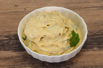 Hummus snack with olive oil