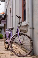 Fototapeta na wymiar Street bicycles parked on the pavements