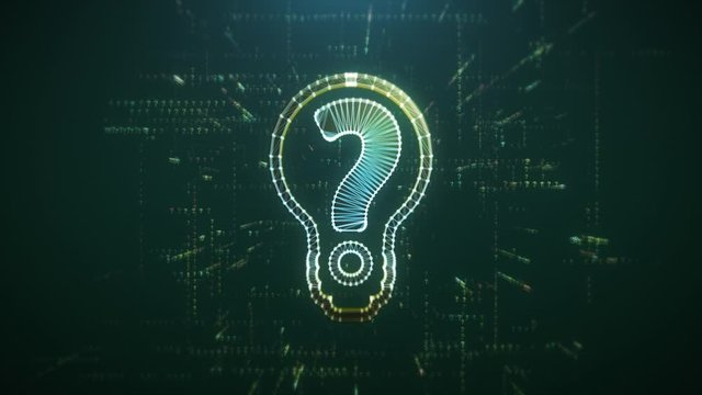Digital Animation of the Bulb with Question Mark
