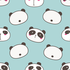 Cute panda seamless pattern background. Vector illustration.