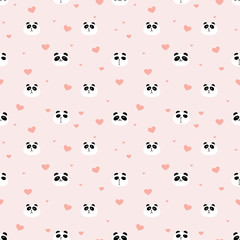 Cute panda seamless pattern background. Vector illustration.