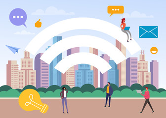 Online internet global chatting communication concept. Vector flat cartoon graphic design illustration