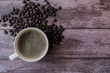 Hot coffee in a cup.