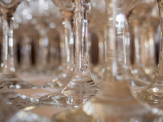 close up arranged glasses cocktail reception concept