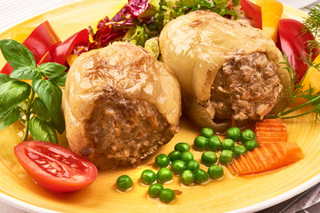 Stuffed paprika with minced meat, restaurant food