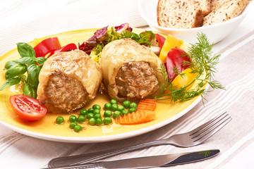 Stuffed bell peppers with minced meat, restaurant food