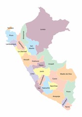 Fototapeta premium Peru regions map