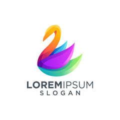 colorful swan logo design vector illustration