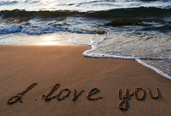 Fototapeta premium The inscription on the sand love you.