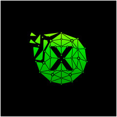 letter X Logo Design Template. technology digital logo. connect concept. negative space concept. network icon -vector