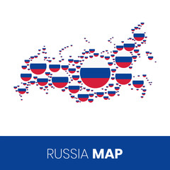 Russia map filled with flag-shaped circles, Russia map with flag