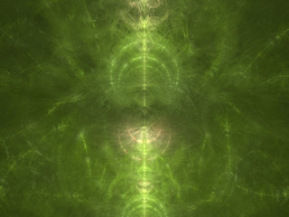 Abstract Green Colored Illustration - Soft Iridescent Colorful Cloud of Brilliant Energy, Glowing Plasma. Smoke, Energy Discharge, Digital Flames, Artistic Design. Minimal Soft Background Image