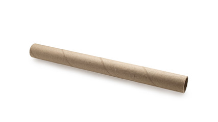 Carton cylindrical paper roll tube or pipe full completely isolated on a white background