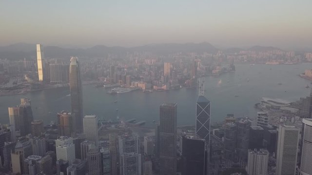 Victoria Peak, Hong Kong  - March 10, 2018 : Hong Kong city view from the peak