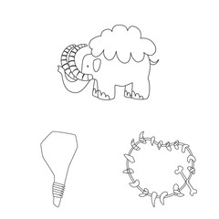 Isolated object of primitive and archeology sign. Collection of primitive and history stock symbol for web.