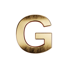 3d render of golden alphabet letter simbol - G