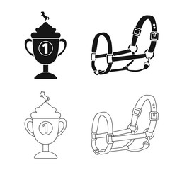 Vector illustration of equipment and riding icon. Collection of equipment and competition stock symbol for web.