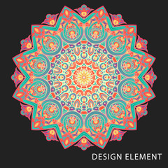Vector round abstract circle. Mandala style. Decorative element, colored circular design element.