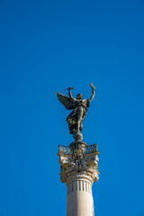 Fototapeta premium Monument aux Girondins, statue on top of the column, famous fountain on the Place des Quinconces square in Bordeaux