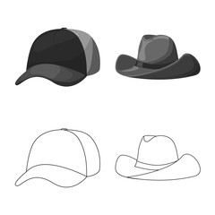Isolated object of clothing and cap logo. Set of clothing and beret vector icon for stock.