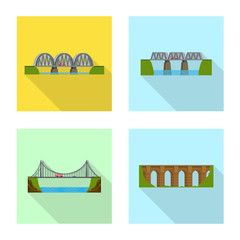 Vector design of bridgework and bridge icon. Collection of bridgework and landmark vector icon for stock.