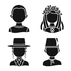 Vector design of person and culture sign. Collection of person and race stock symbol for web.