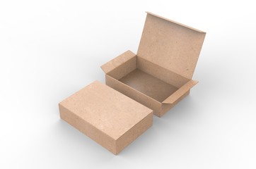Blank pinch lock paper box for branding. 3d render illustration.