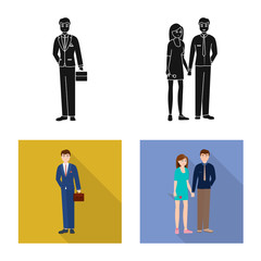 Isolated object of character and avatar icon. Collection of character and portrait stock symbol for web.