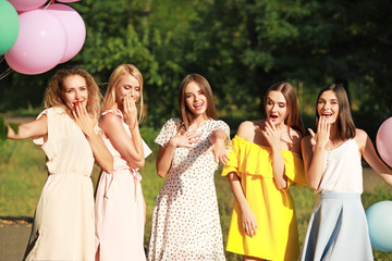 Fototapeta premium Beautiful young women at hen party outdoors