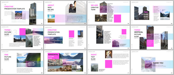 Minimal presentations design, portfolio vector templates with colorful gradient design geometric trending elements. Multipurpose template for presentation slide, flyer leaflet, brochure cover, report.