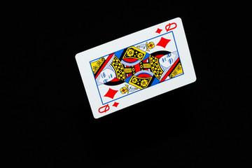 Playing Card with black background, Poker. Blackjack.
