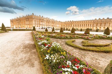 The main building of the Royal Palace of Versailles, the main residence of Louis. Tourist and...