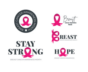 International day of breast cancer awareness label. Breast cancer vector illustration.