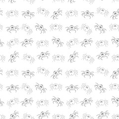Fototapeta premium Cute Spider Seamless Pattern, Cartoon Hand Drawn Spider Doodles Vector Background Illustration