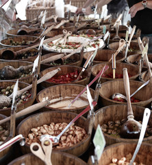 fresh food market produce on display for self serving