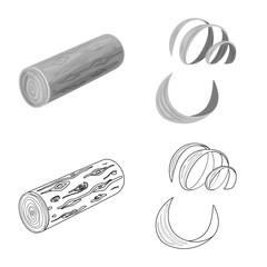 Isolated object of tree and raw sign. Collection of tree and construction stock vector illustration.