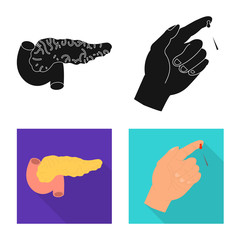 Vector design of diet and treatment icon. Set of diet and medicine vector icon for stock.