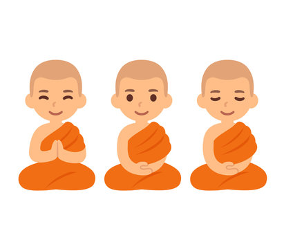 Cute cartoon Buddhist monks