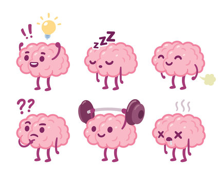Cartoon brain character set