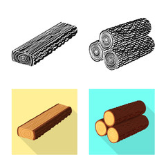 Vector illustration of tree and raw icon. Collection of tree and construction vector icon for stock.