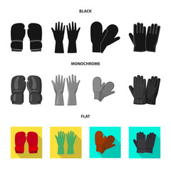 Vector design of glove and winter icon. Set of glove and equipment stock symbol for web.