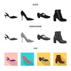 Isolated object of footwear and woman icon. Set of footwear and foot stock symbol for web.