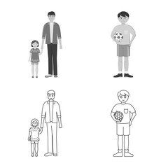 Vector illustration of character and avatar symbol. Collection of character and portrait stock vector illustration.