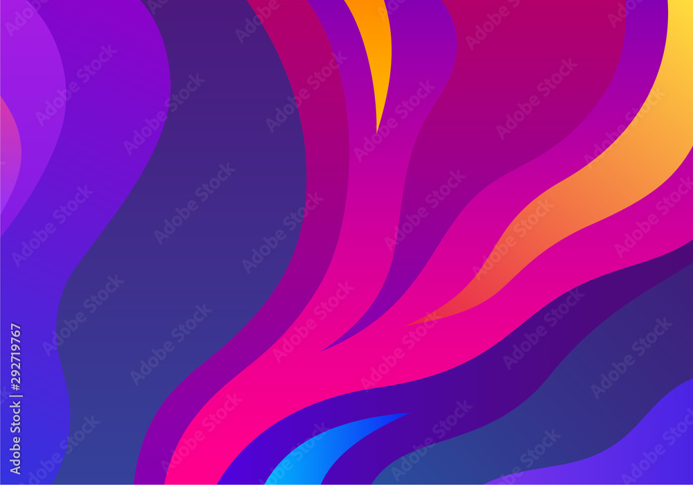 Poster Wavy Flow Background. Vector Colorful Dynamic Bg with Gradient
