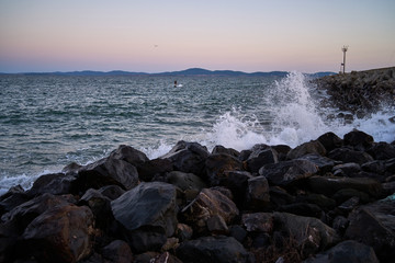 Sea surf on a stone coast.