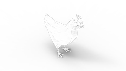 3d rendering of a chicken isolated in white background