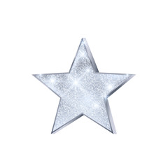 Silver Star. Christmas decoration. Luxury and glamour glossy star. Decoration element for holiday card or banner. Vector illustration