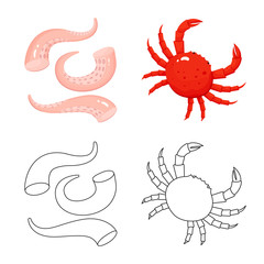 Vector illustration of fresh and restaurant symbol. Collection of fresh and marine stock vector illustration.