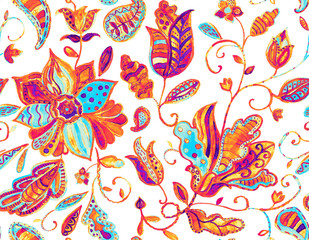 Pretty vintage feedsack pattern in flowers, paisley. Millefleurs. Floral sweet flores seamless background for textile, covers, fabric, wallpapers, print, gift wrap, scrapbooking,  decoupage, quilting.